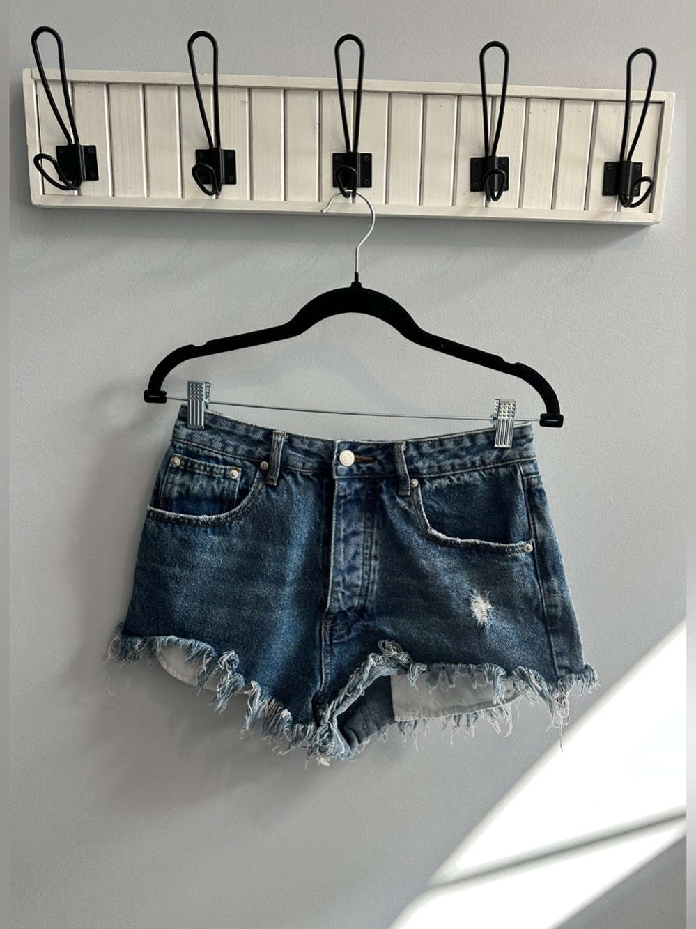 Mahina Distressed Blue Denim Cutoff Shorts